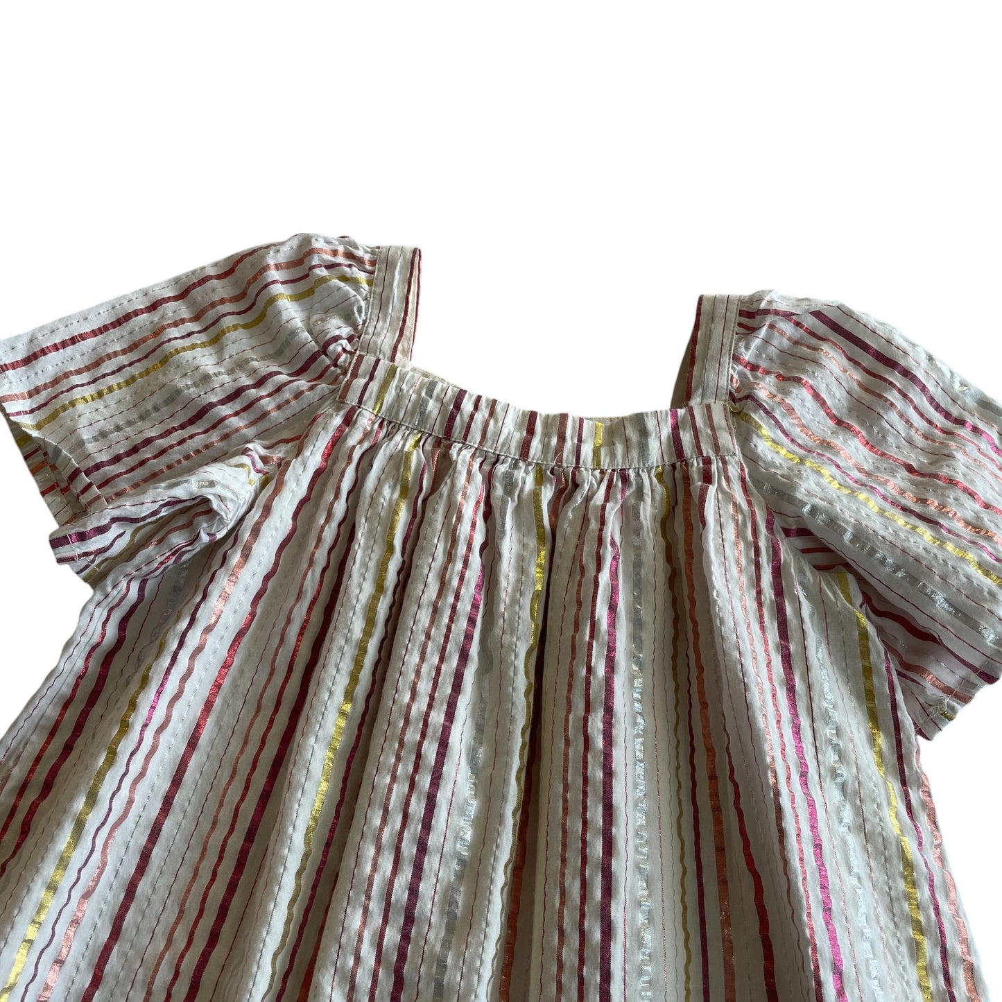 GAP dress 5-6 years white with metallic stripes square neckline cotton