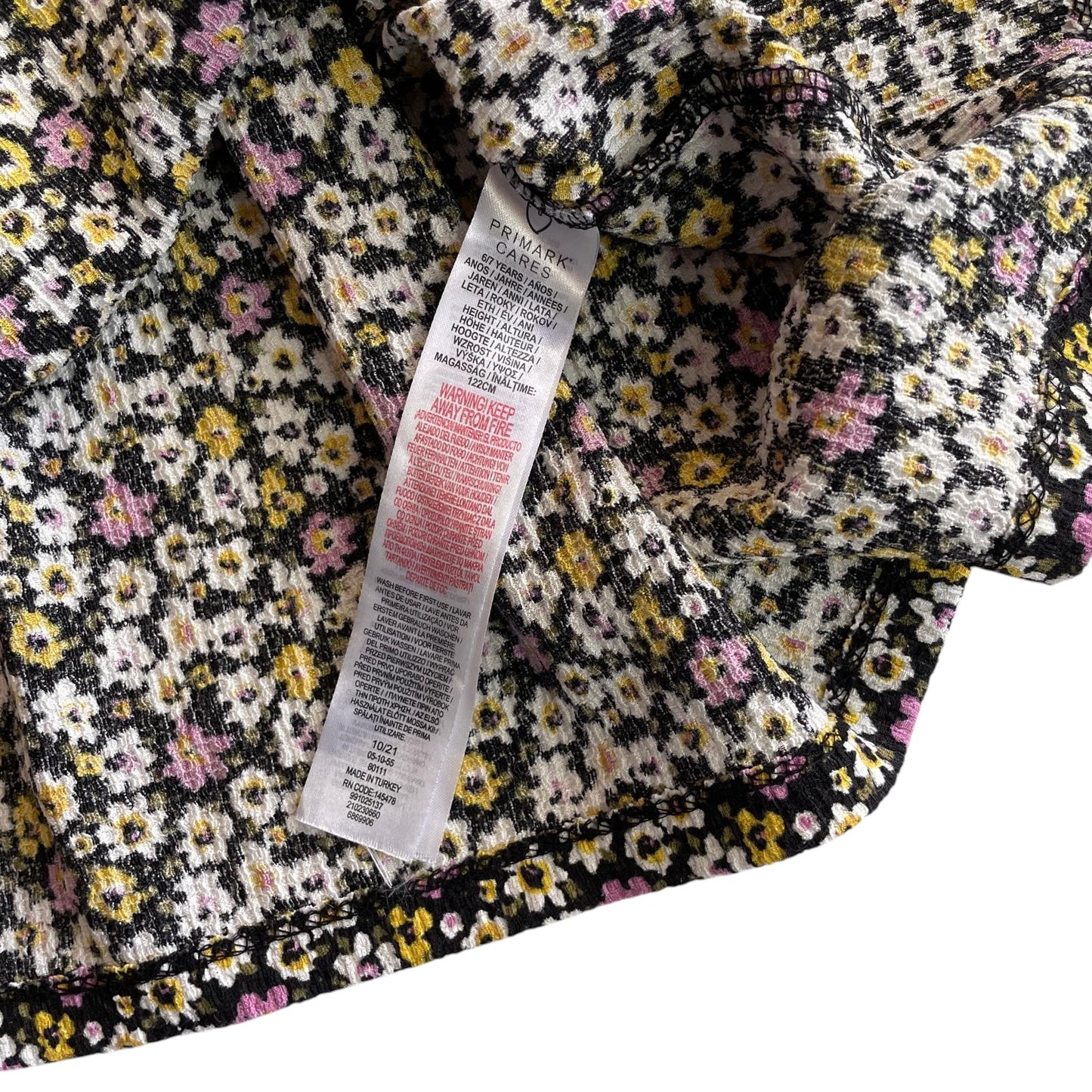 Primark dress 6-7 years black and multicolour floral long sleeve