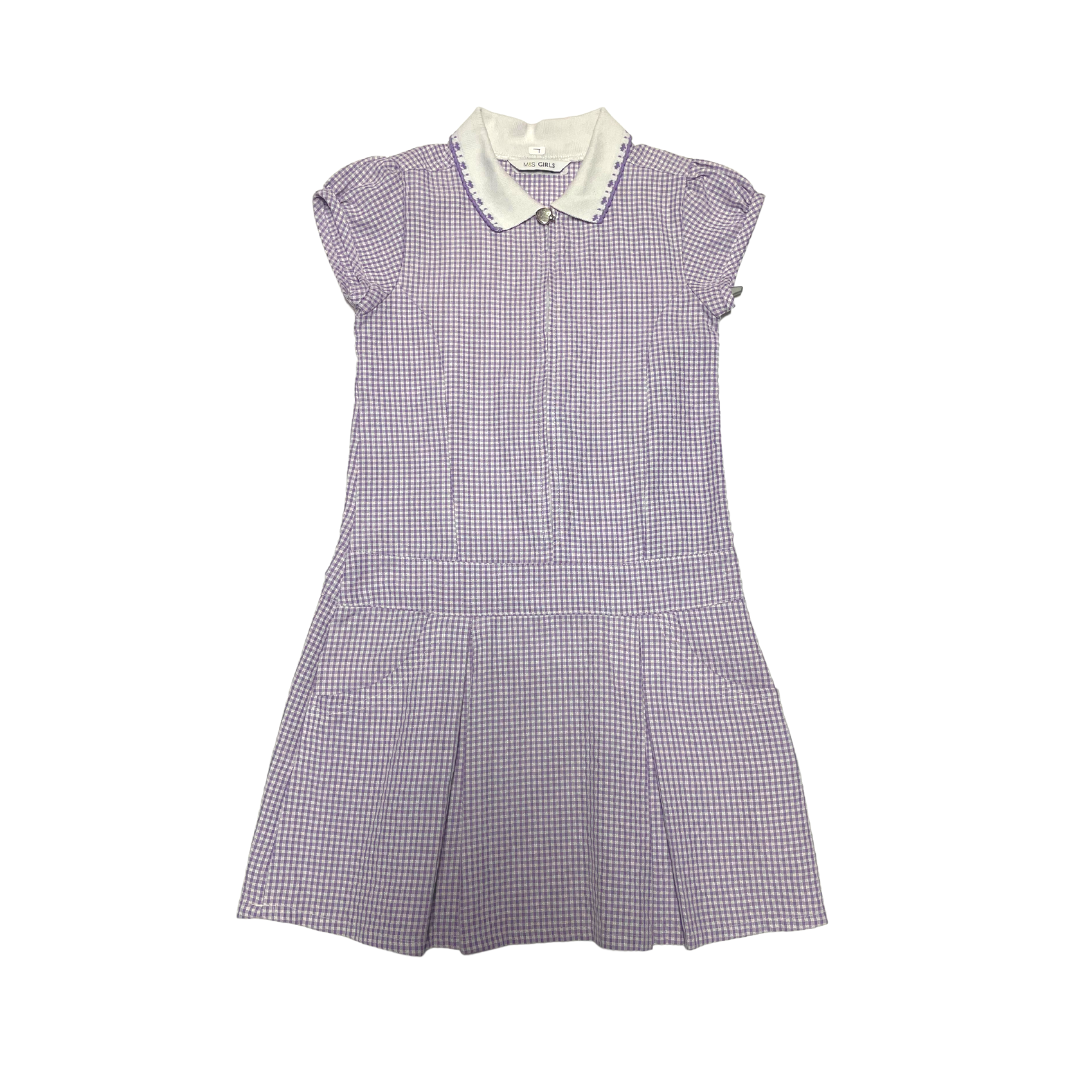 School Summer Gingham Dress with Zipper