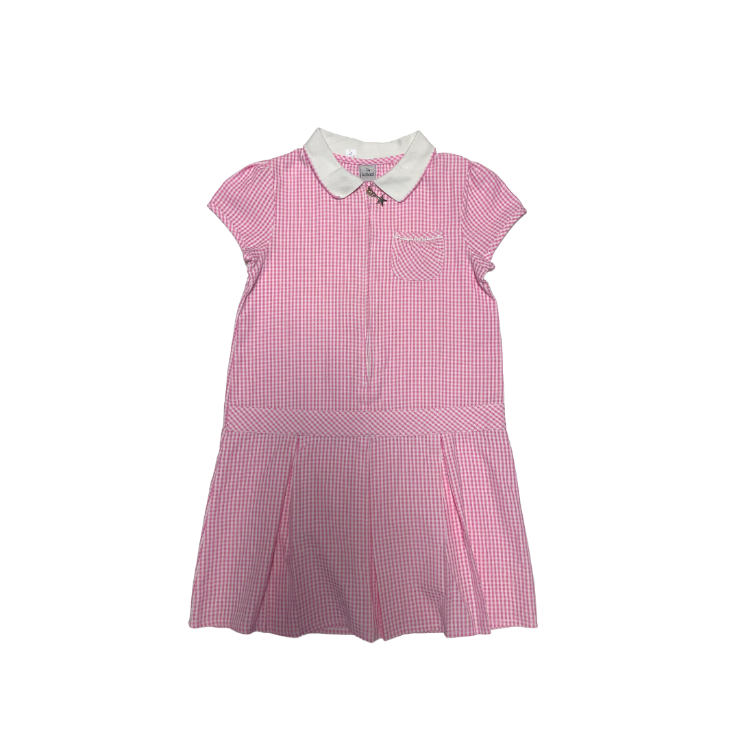 School Summer Gingham Dress with Zipper