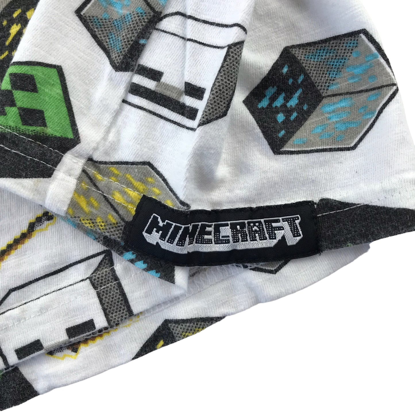Nutmeg T-Shirt 9-10 Years White Minecraft Bad Mobs and Ores Graphic Tee Cotton