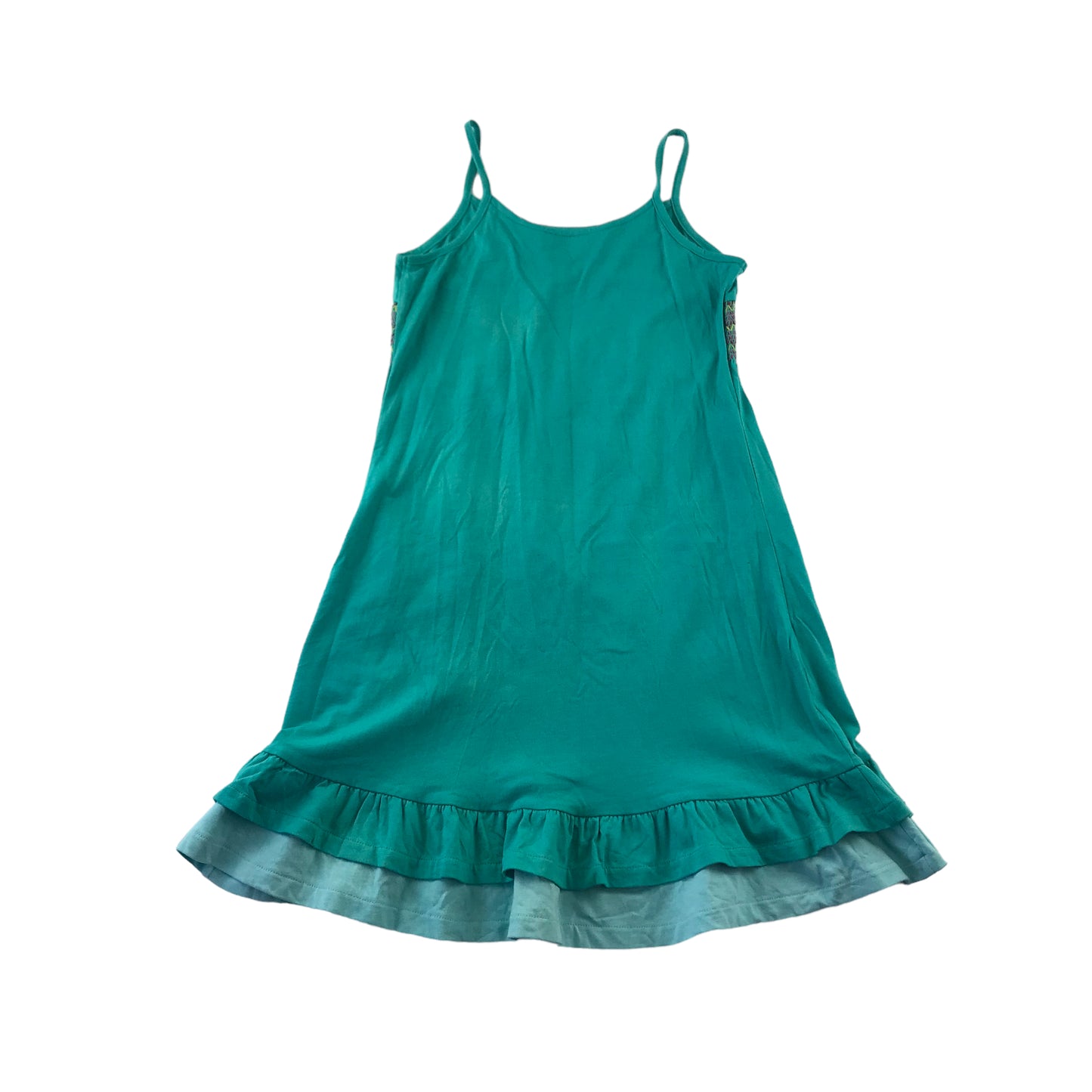 Debenhams Dress Age 8 Turquoise Floral and Butterfly Embroidery Cotton
