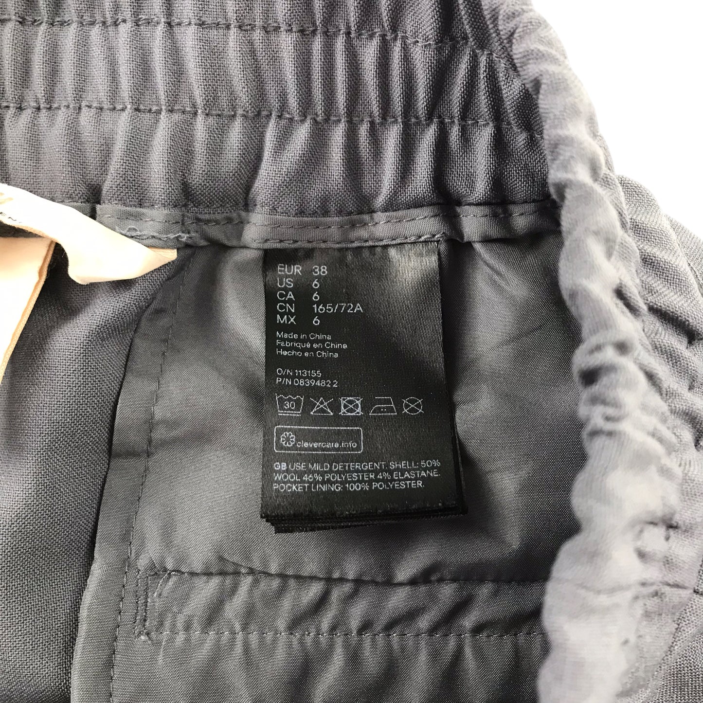 H&M Trousers Women's UK10 Grey Smart Formal Regular Fit Wool Blend