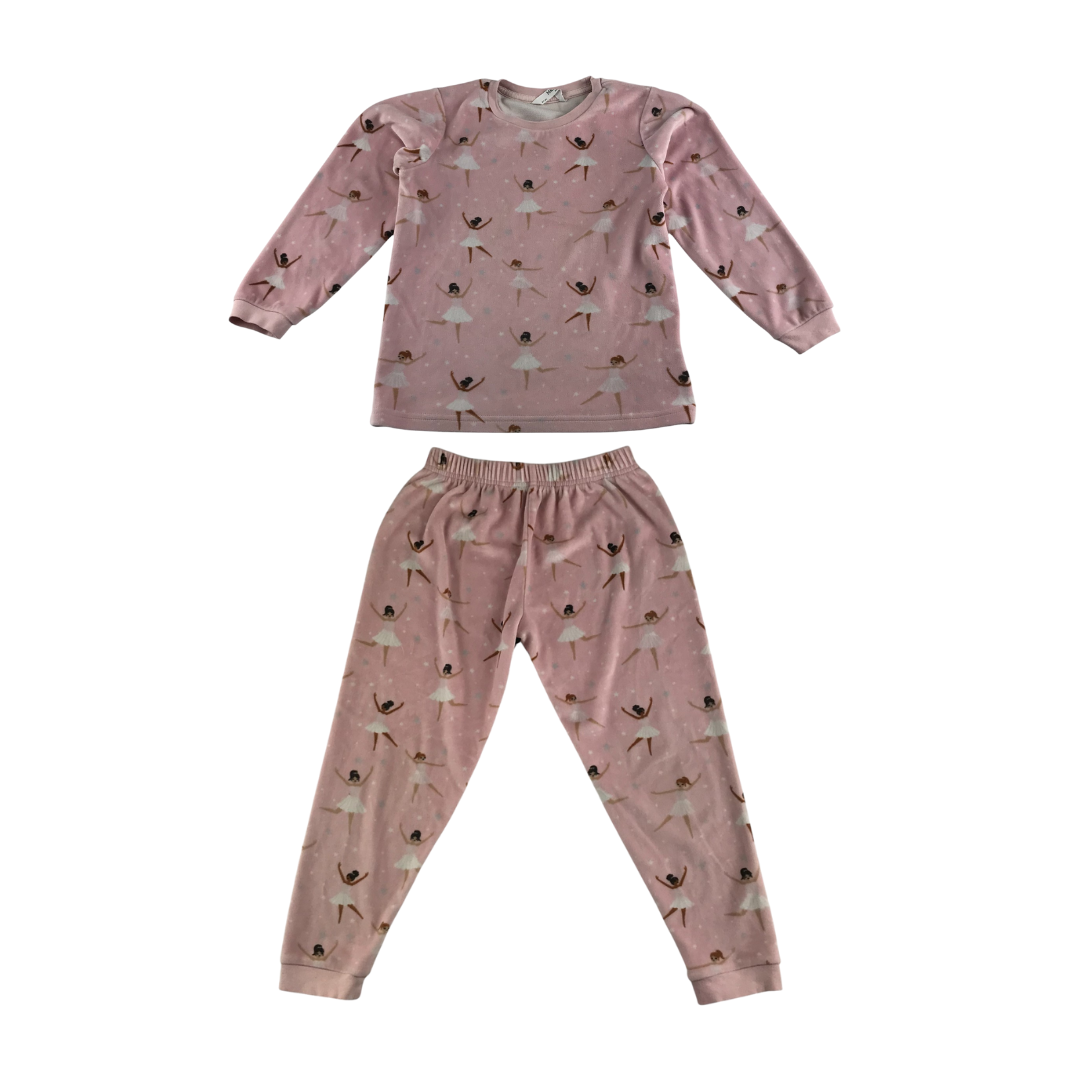 M&S pyjama set 6-7 years light pink ballerina prints