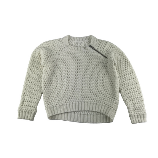 St Bernard Jumper Age 9 White Knitted Pattern Shoulder Zip Detail