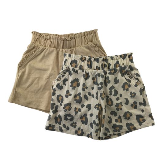 Tu shorts set 5 years beige and leopard print pattern light summery cotton