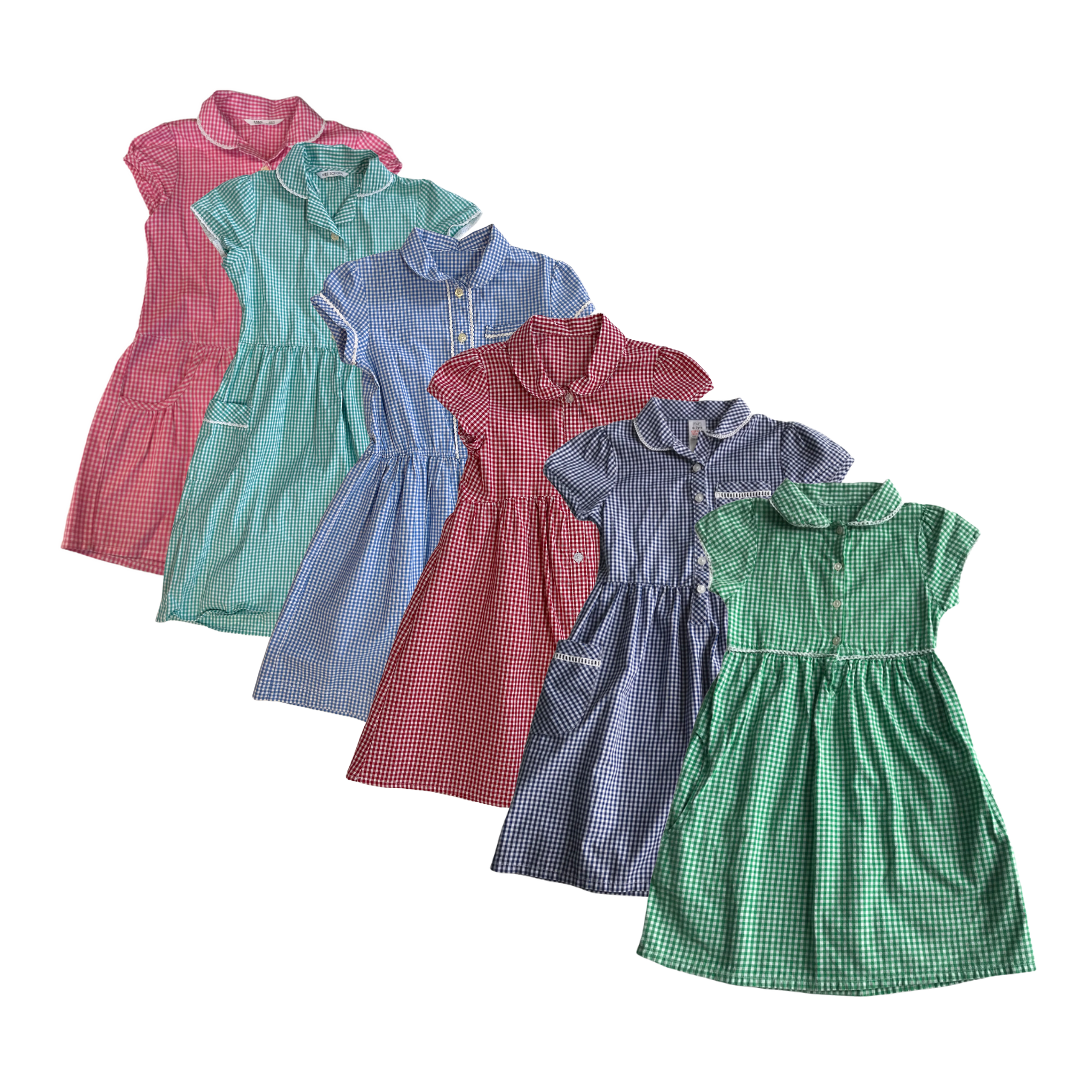 Black gingham with buttons school summer dress