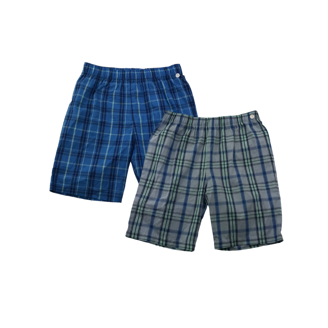 F F Blue Checked Cotton Pyjama Bottoms Set Age 9 ApparelXchange CIC