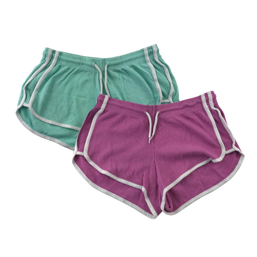 Primark Shorts Set Size Women XS Pink and Mint Colour Waffle
