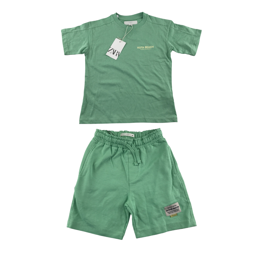 Zara top and shorts set 6-7 years green Kuta Beach short sleeve cotton
