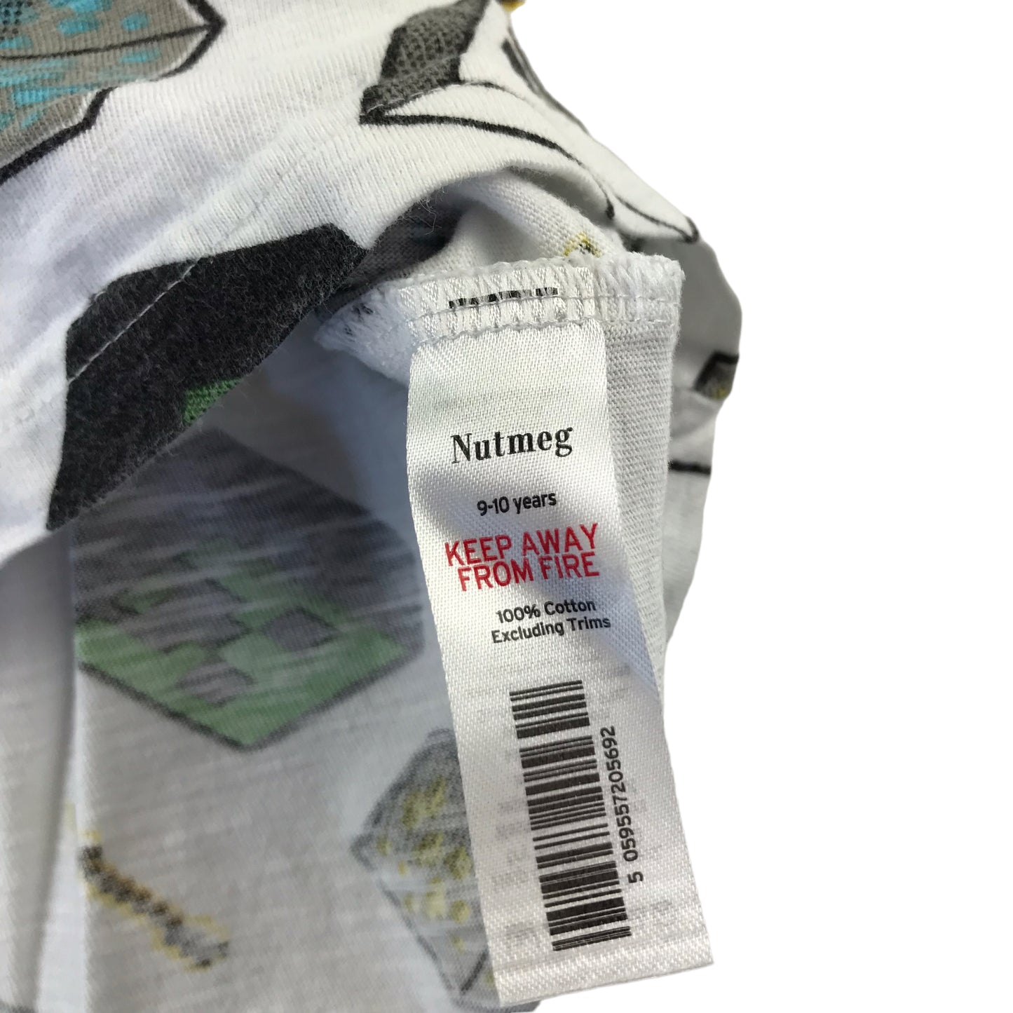 Nutmeg T-Shirt 9-10 Years White Minecraft Bad Mobs and Ores Graphic Tee Cotton