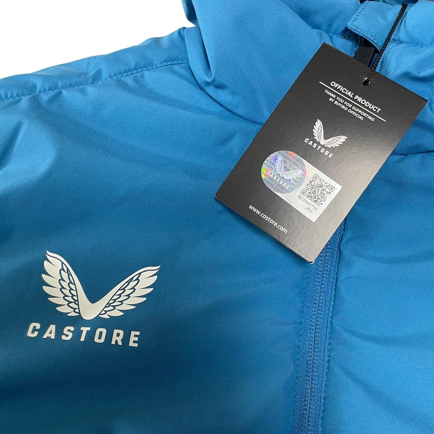 Castore Rangers FC Players Long Training Bench jacket blue and navy parka