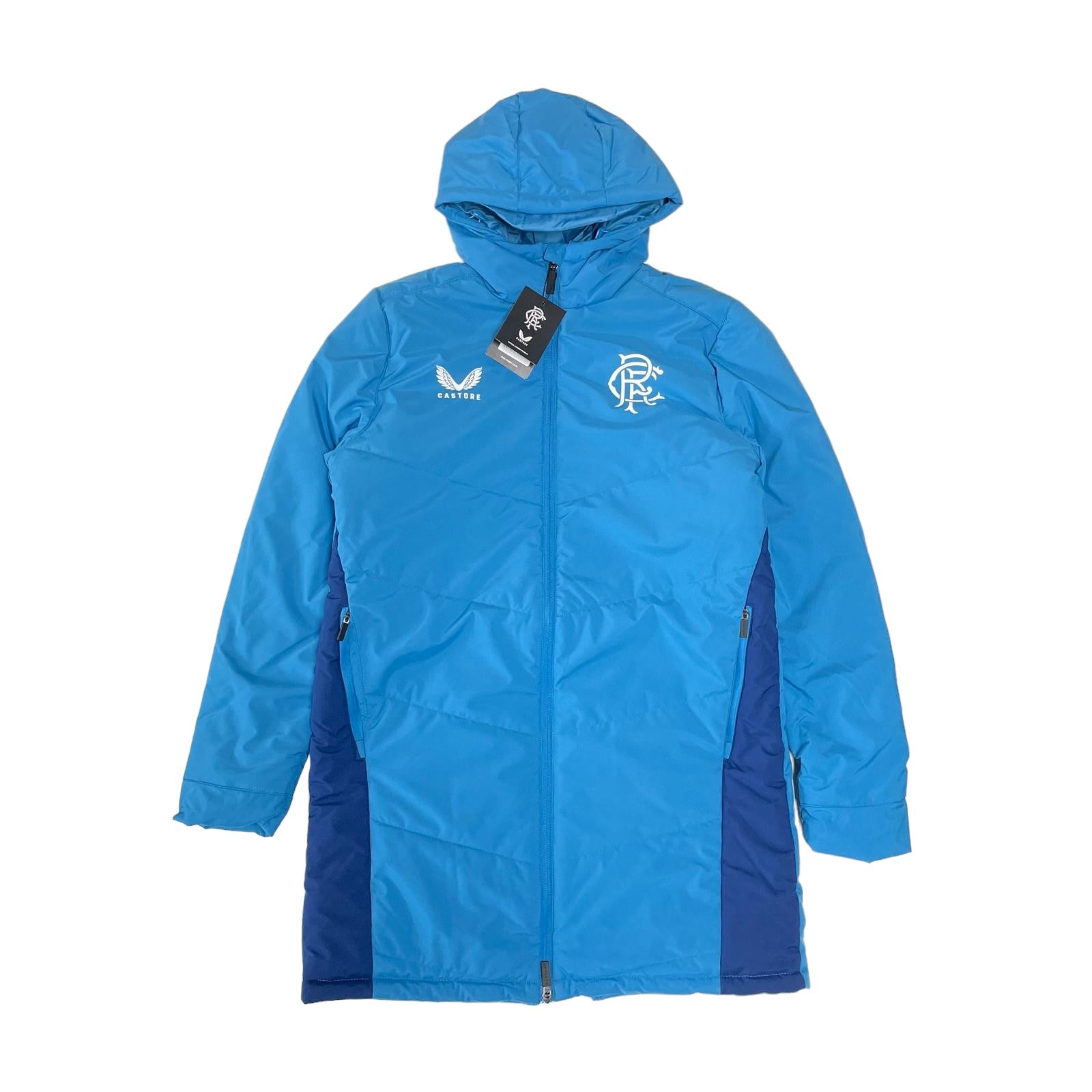 Castore Rangers FC Players Long Training Bench jacket blue and navy parka