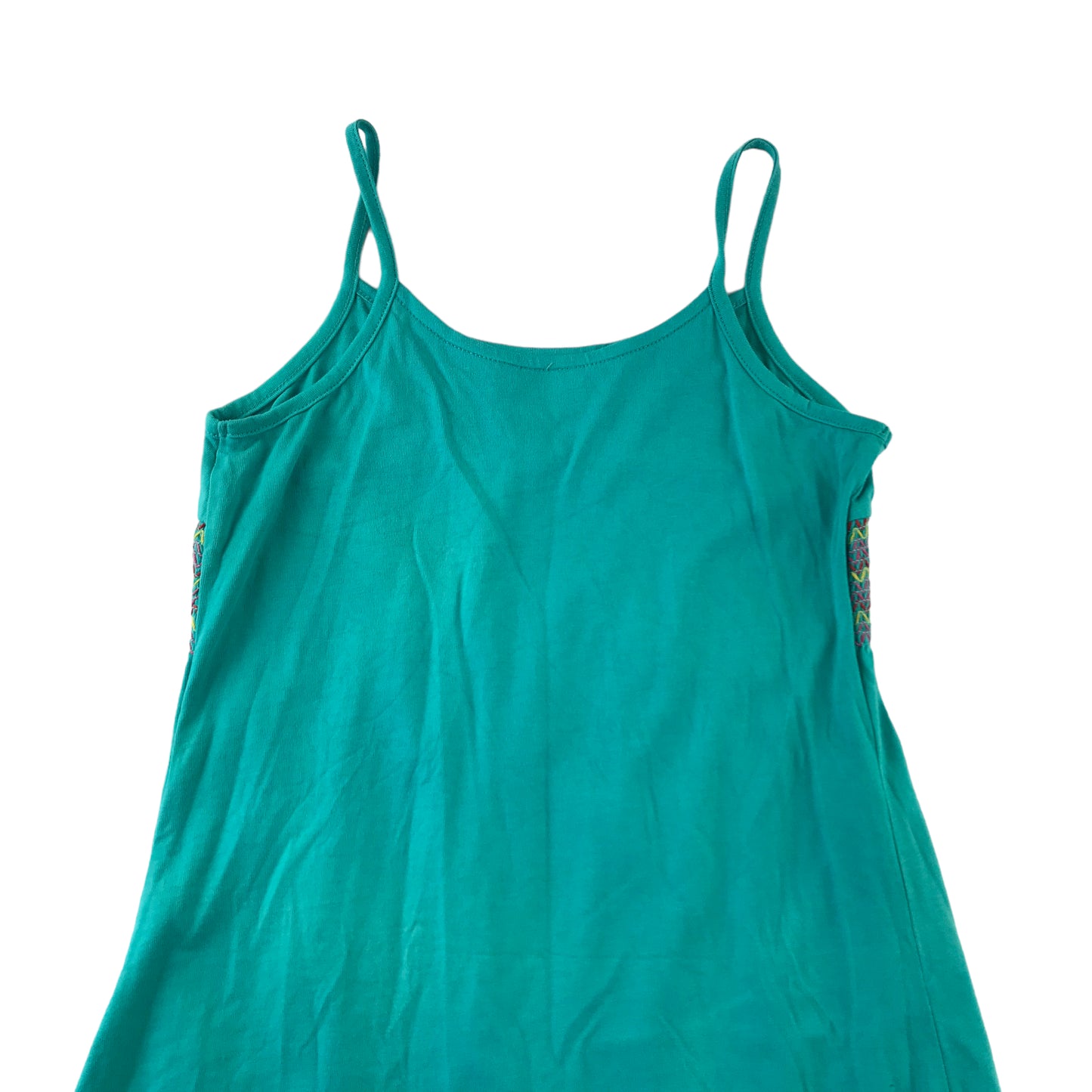 Debenhams Dress Age 8 Turquoise Floral and Butterfly Embroidery Cotton
