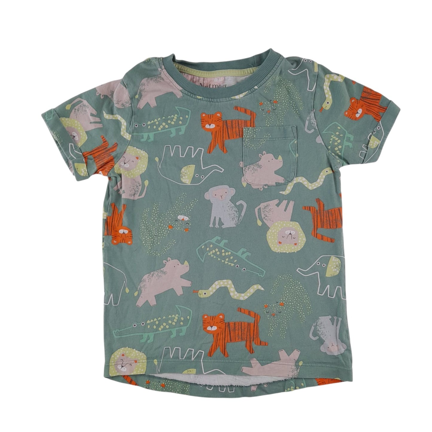 Nutmeg t-shirt 5-6 years green animal graphic print