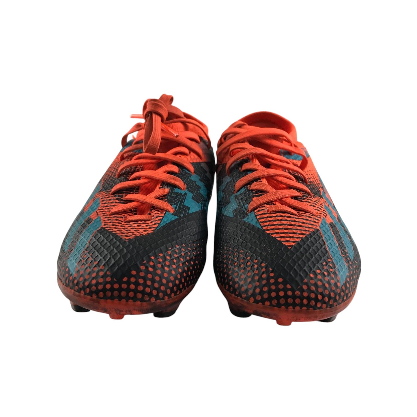 Adidas football boots shoe size UK 1 orange blue and back colourway plastic studs