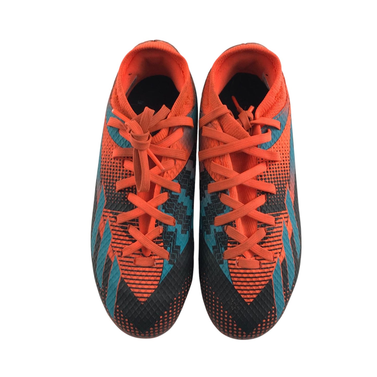 Adidas football boots shoe size UK 1 orange blue and back colourway plastic studs