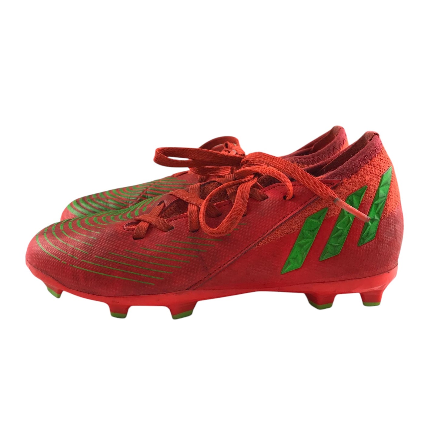 Adidas football boots shoe size UK 1 orange with green detailing and plastic studs