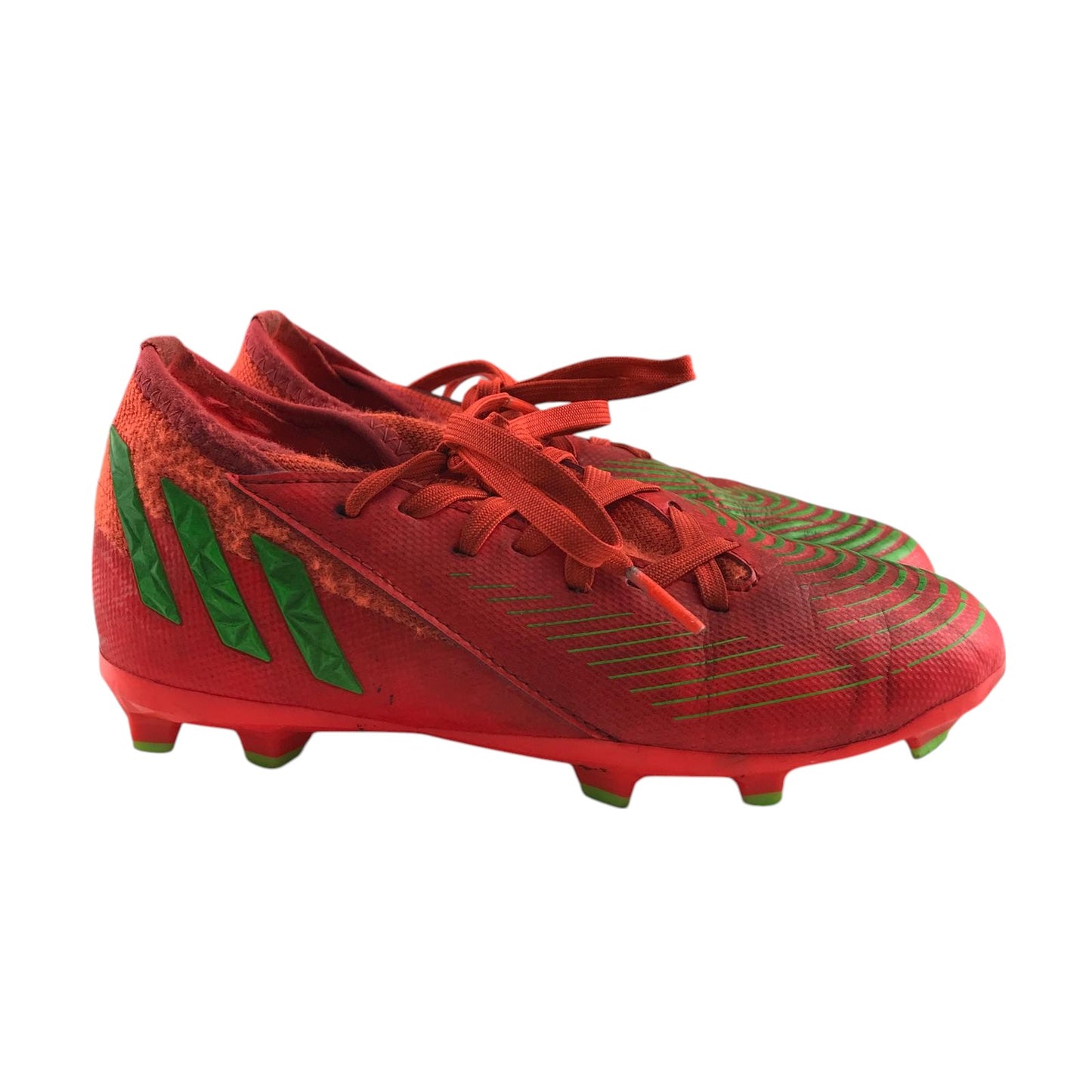 Adidas football boots shoe size UK 1 orange with green detailing and plastic studs