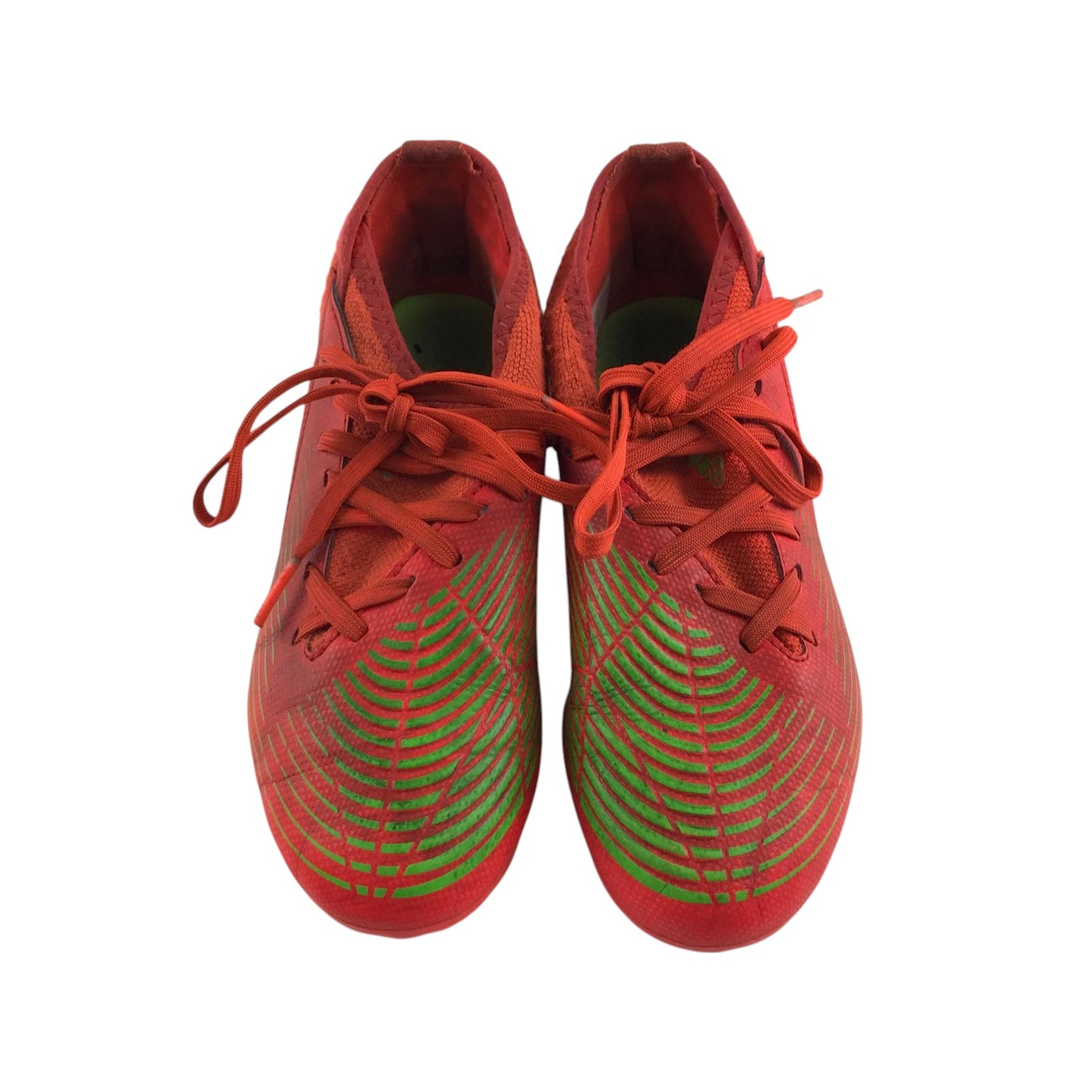 Adidas football boots shoe size UK 1 orange with green detailing and plastic studs