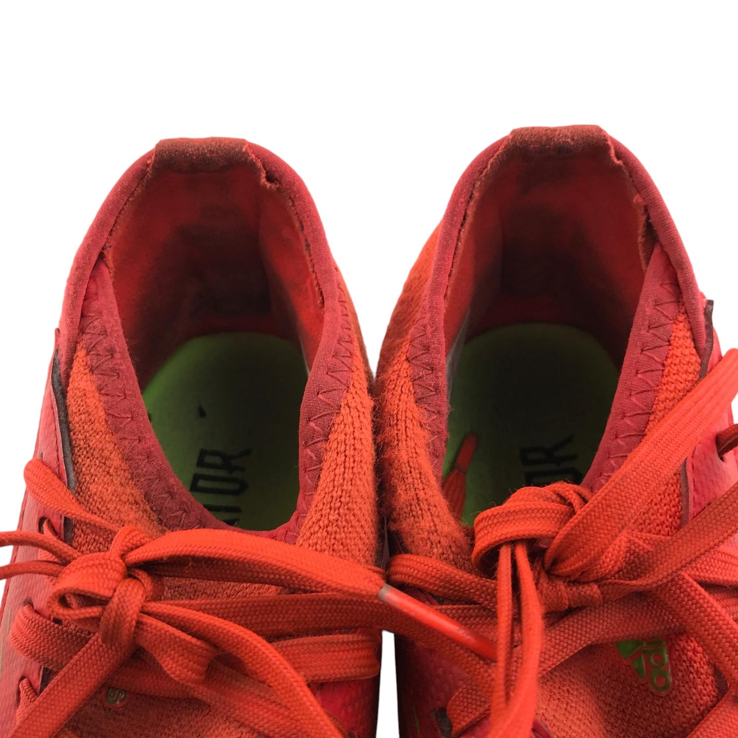 Adidas football boots shoe size UK 1 orange with green detailing and plastic studs