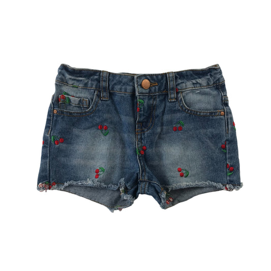 Primark DenimCo Shorts Age 6 Blue Denim Cherry Embroidery Cotton
