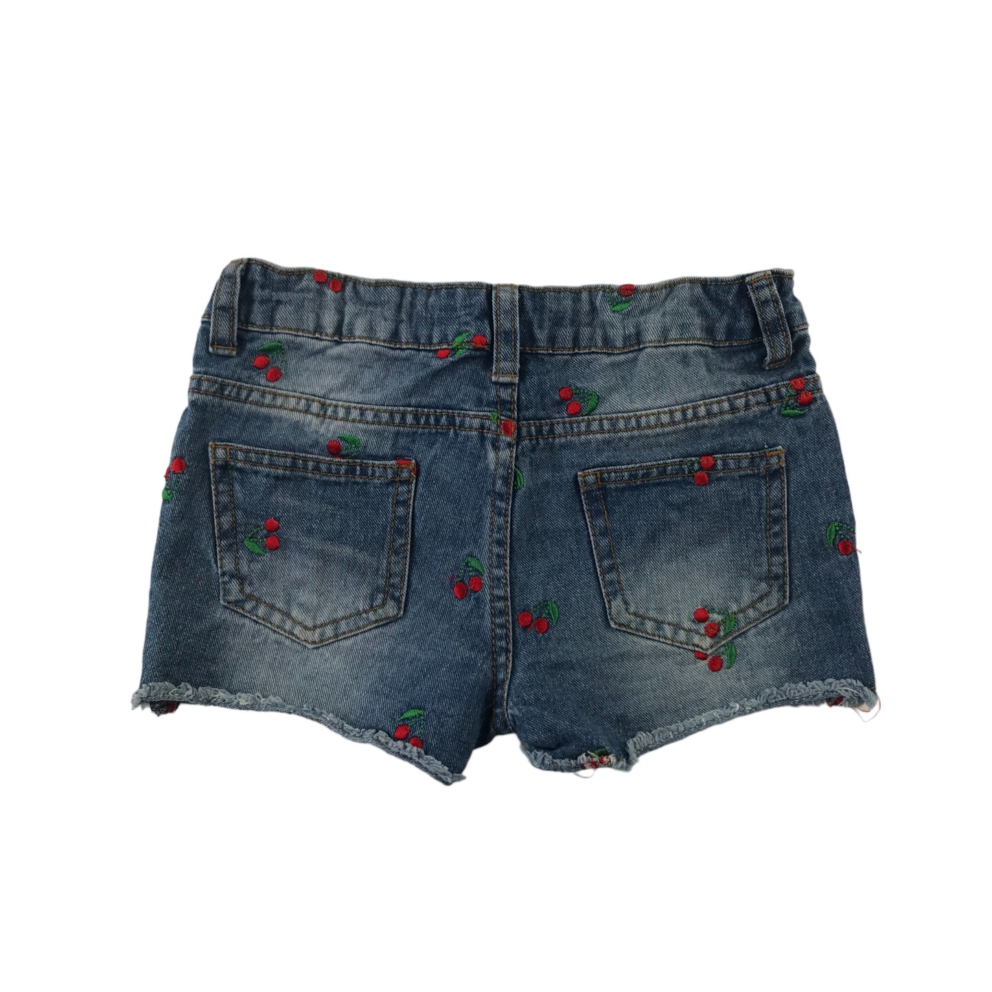 Primark DenimCo Shorts Age 6 Blue Denim Cherry Embroidery Cotton