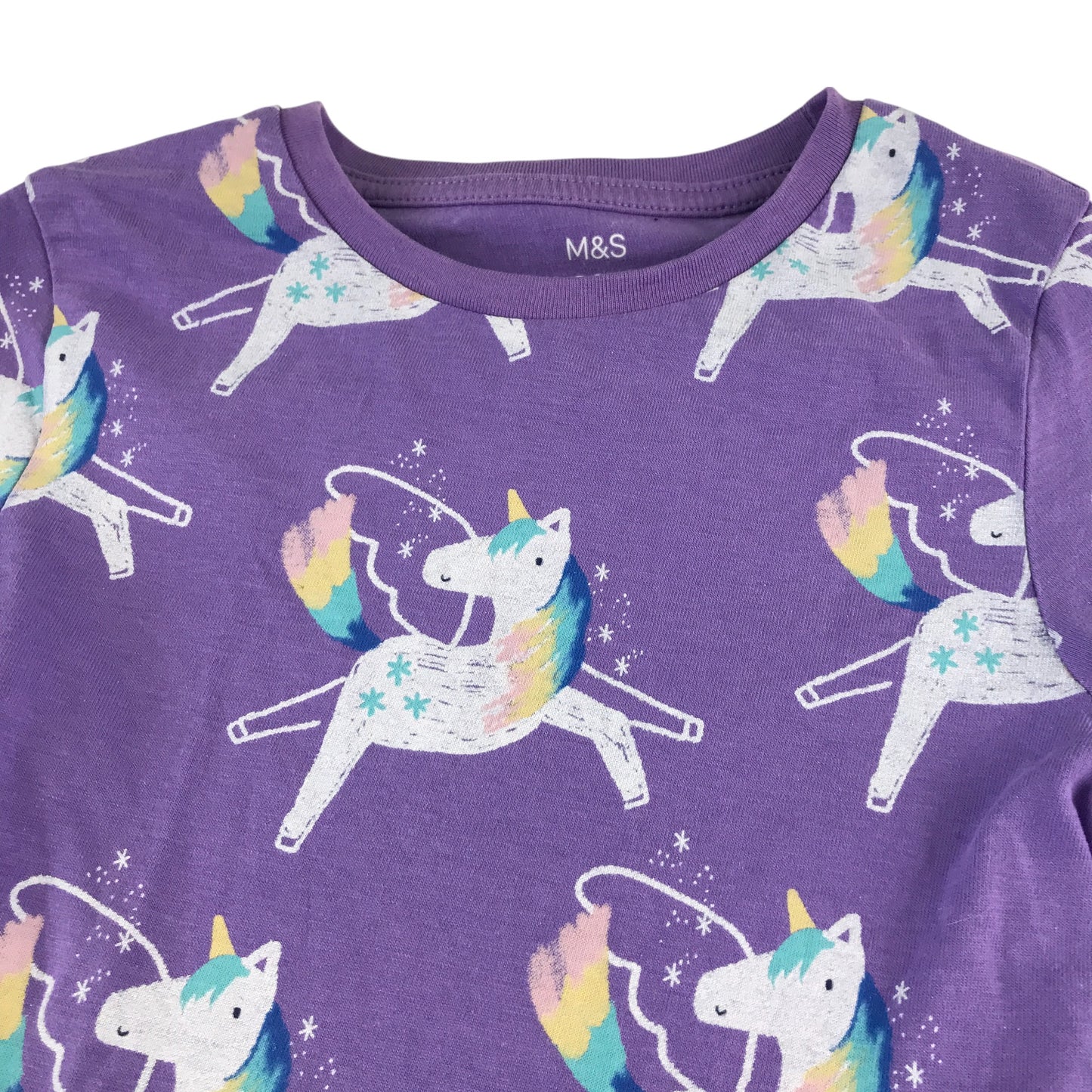 M&S dress 6-7 years lilac unicorn long sleeve cotton