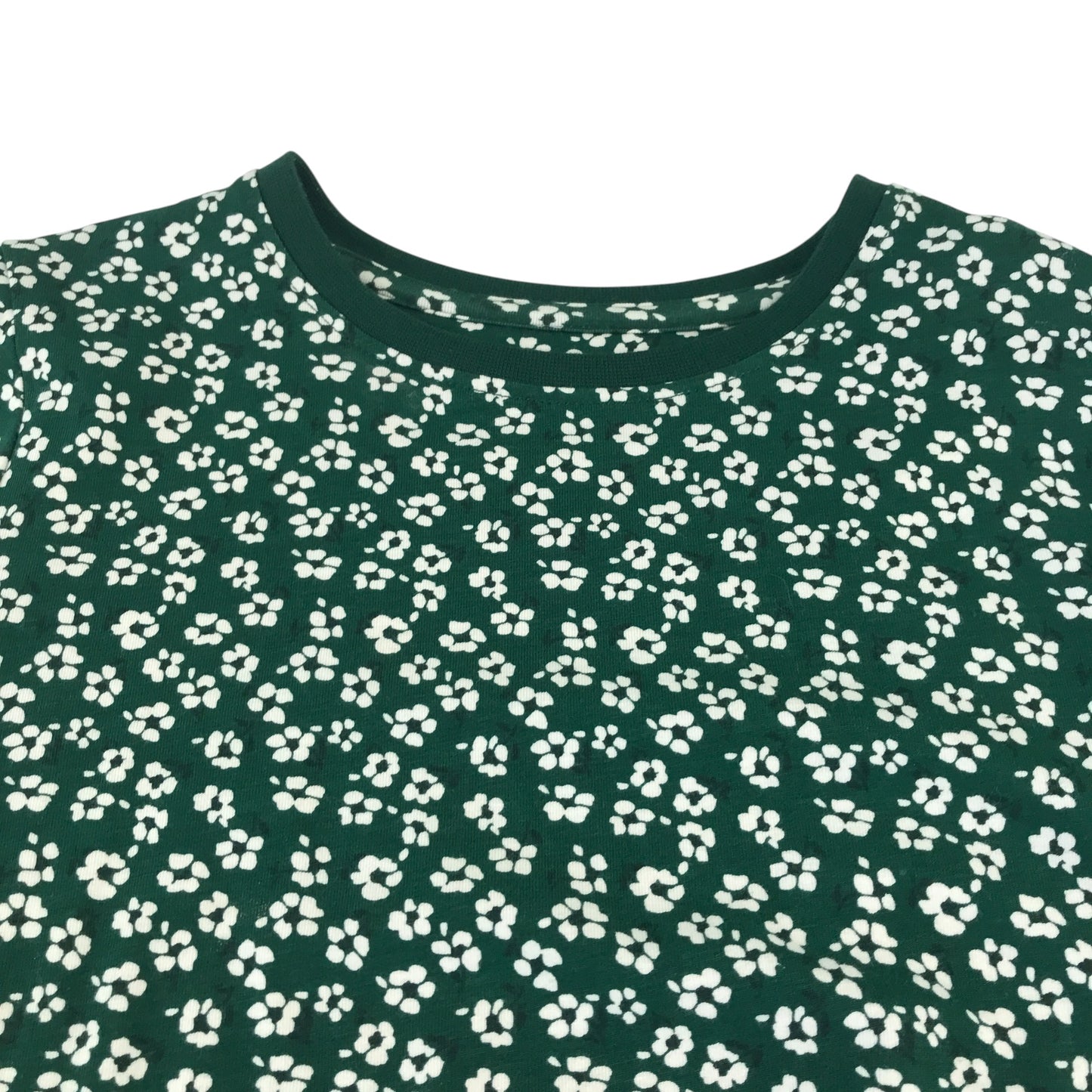 John Lewis dress 7-8 years green floral long sleeve drop waist