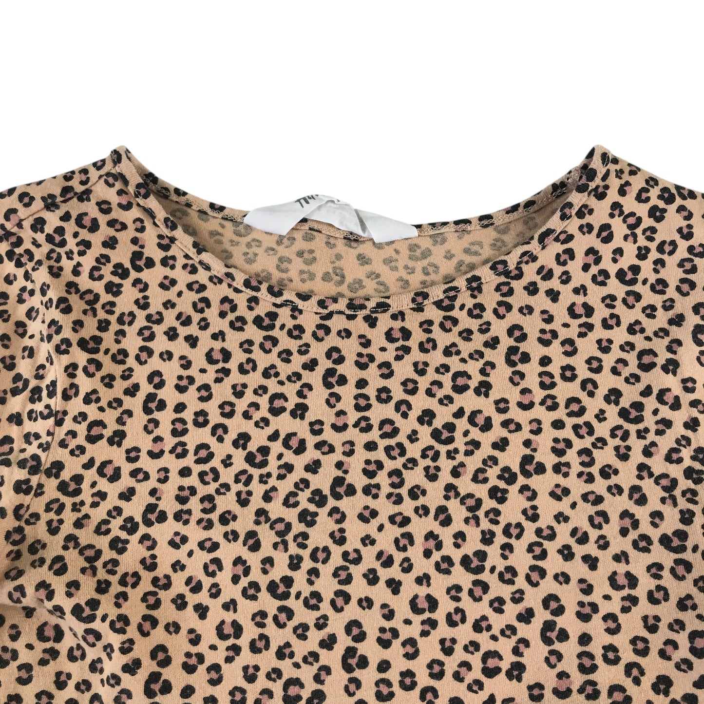 H&M dress 6-8 years light brown leopard spot pattern long sleeve top cotton