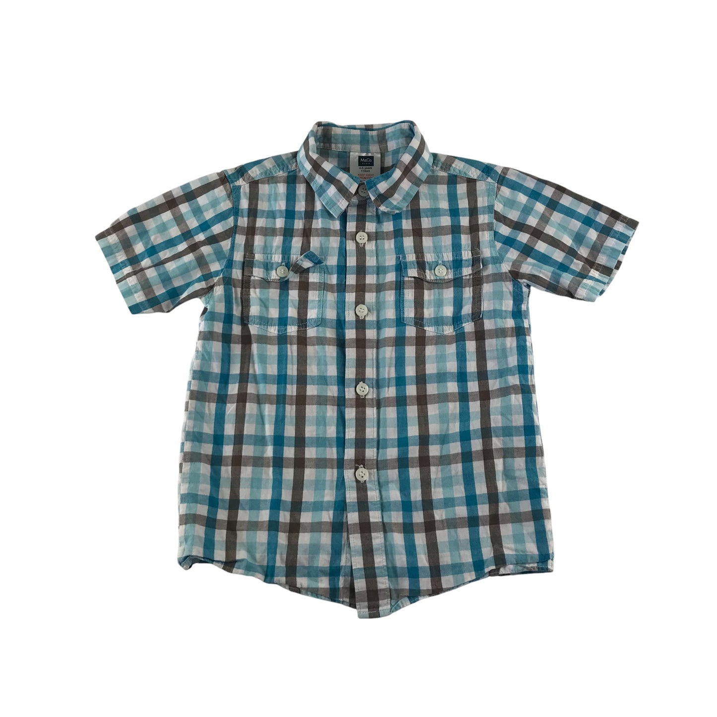 M&Co shirt 4-5 years white light blue checked cotton