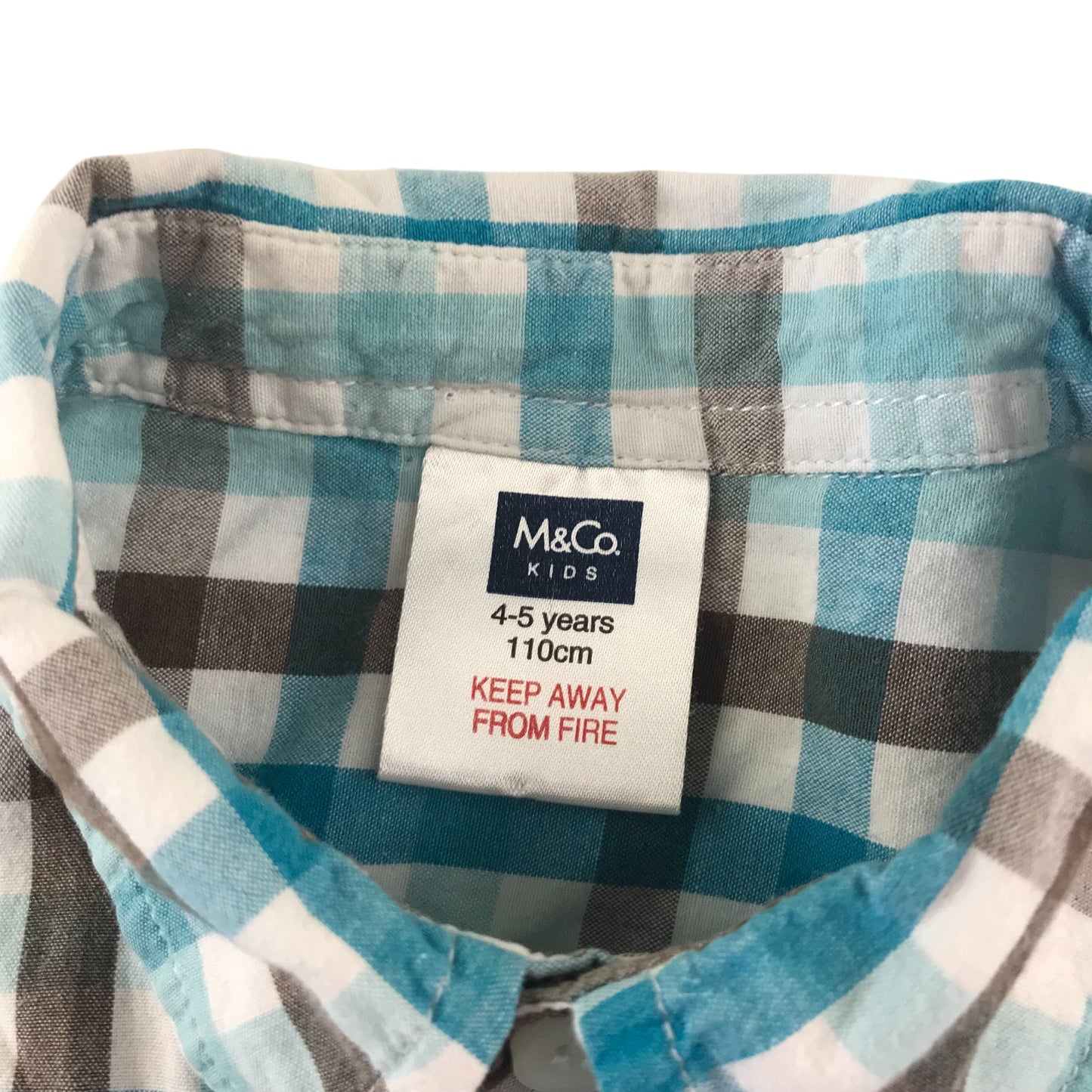 M&Co shirt 4-5 years white light blue checked cotton
