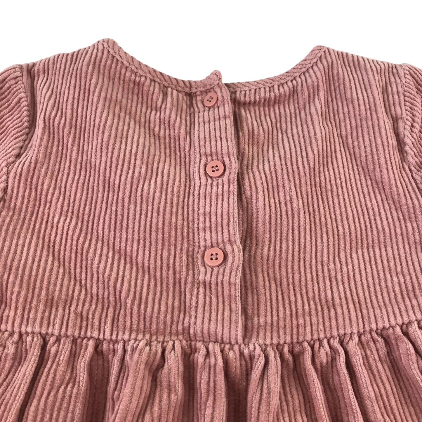 M&S dress 5-6 years pink plain corduroy texture tiered A-line cotton