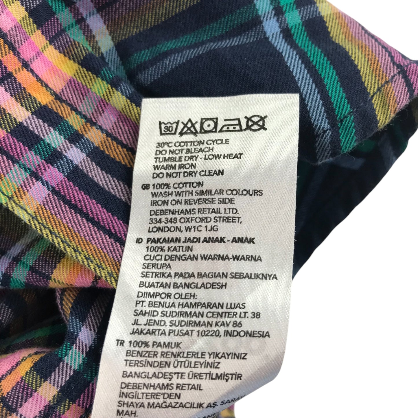 Debenhams shirt 5-6 years multicoloured check pattern design cotton