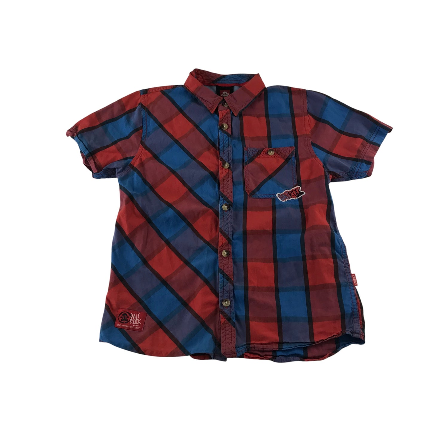Saltrock shirt 9-10 years red and blue checked design pattern cotton