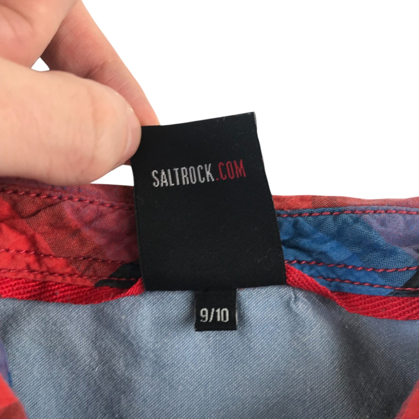Saltrock shirt 9-10 years red and blue checked design pattern cotton
