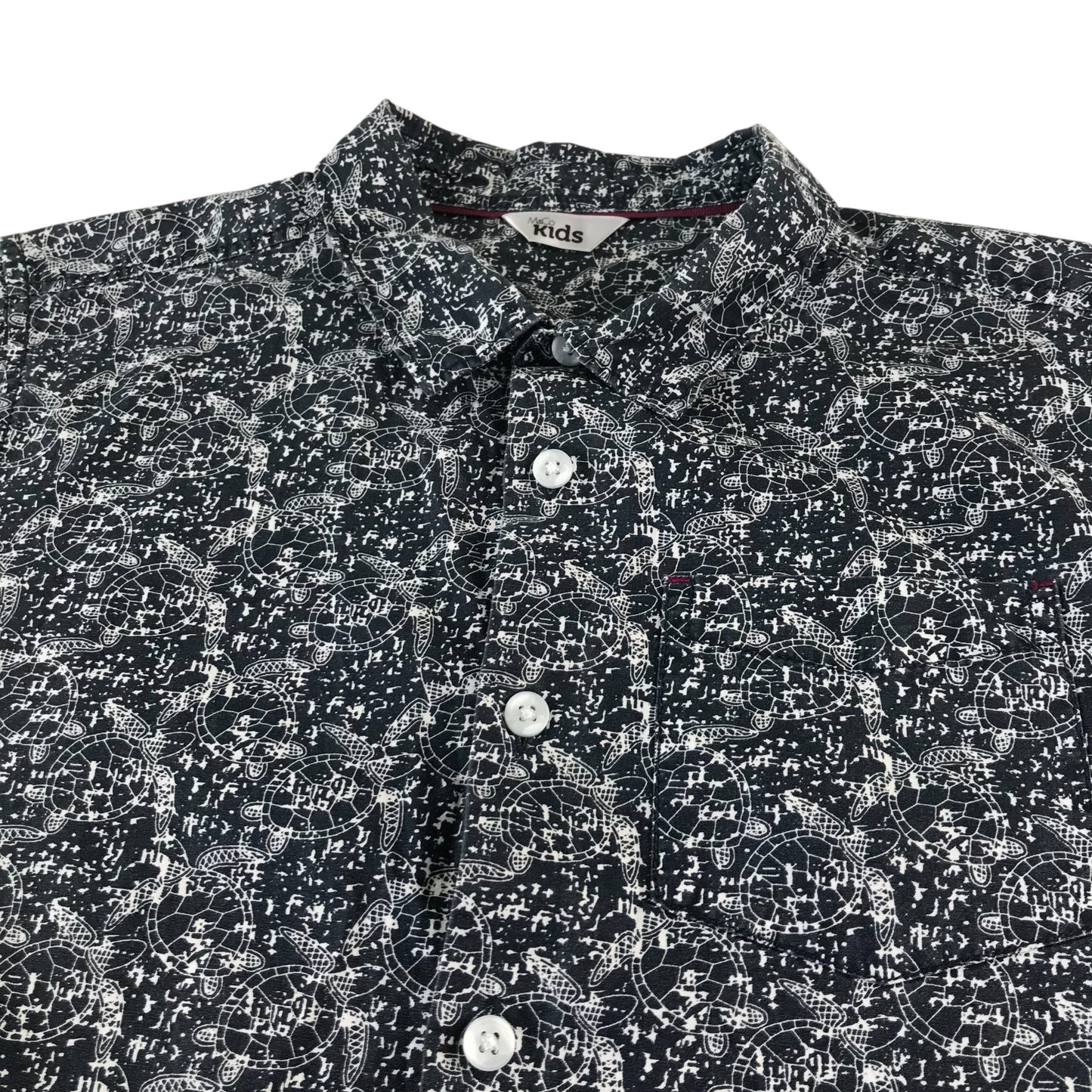 M&Co shirt 12-13 years navy with white turtle print design cotton