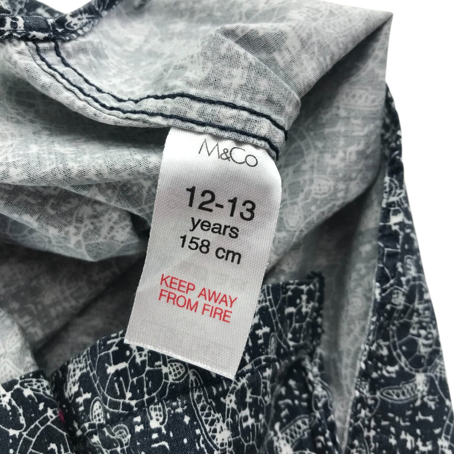 M&Co shirt 12-13 years navy with white turtle print design cotton