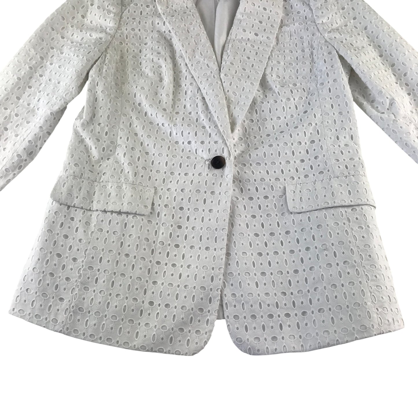 Boden blazer women's size 10 white embroidered cotton