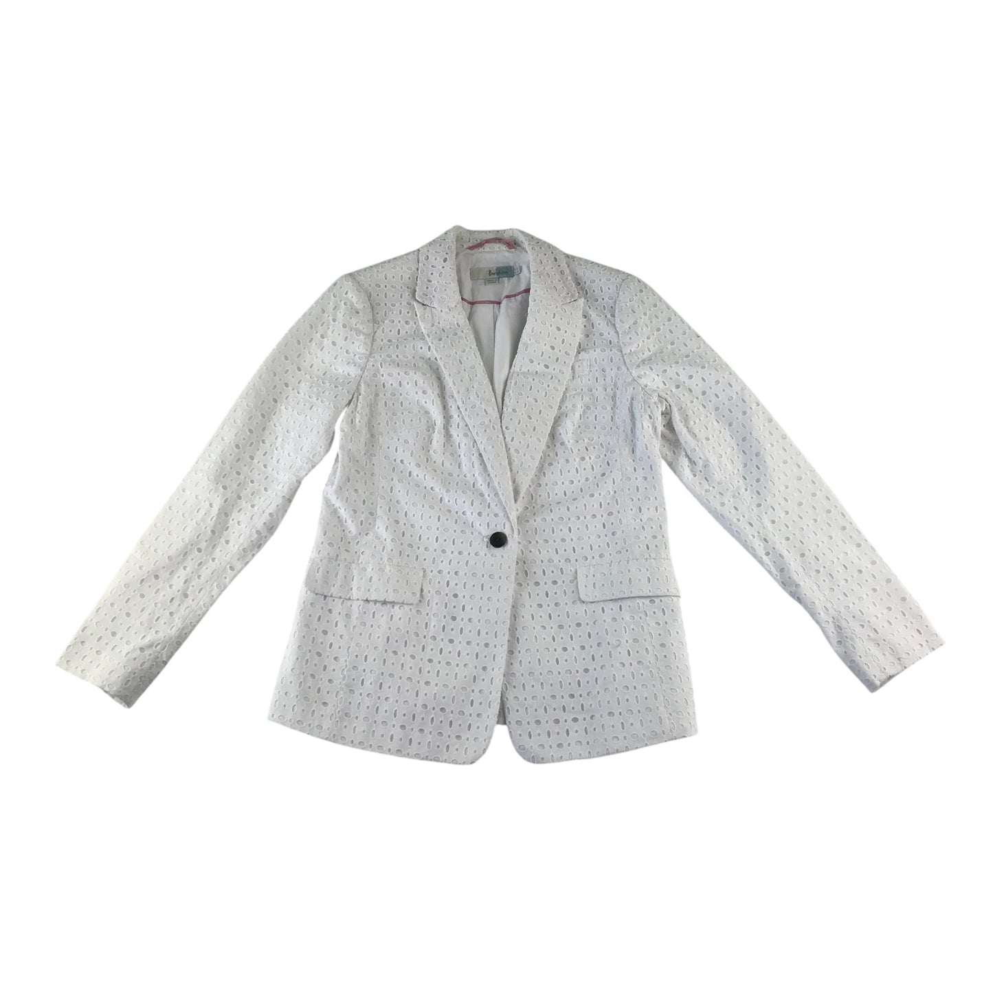 Boden blazer women's size 10 white embroidered cotton