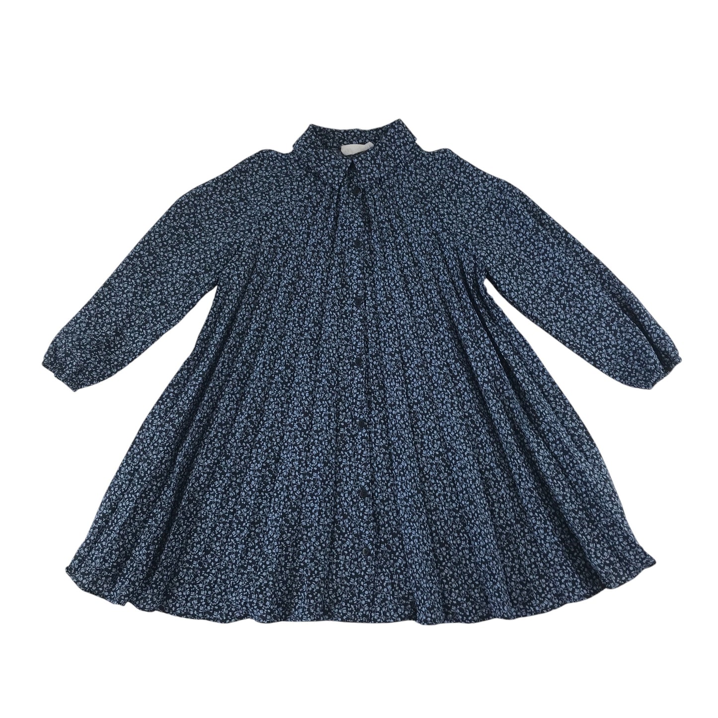 Zara dress 8 years black and blue floral print pleated folding dress