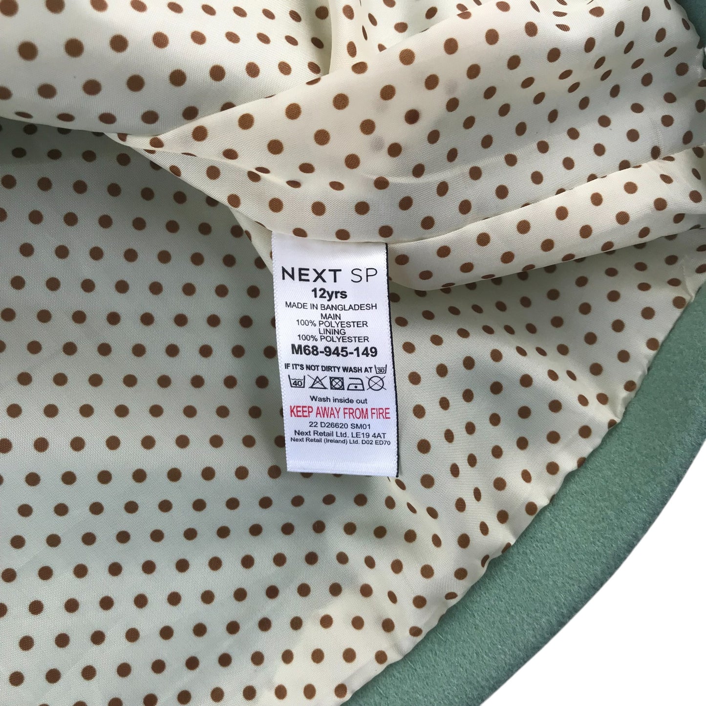 Next coat 11-12 years sage green long smart mid season
