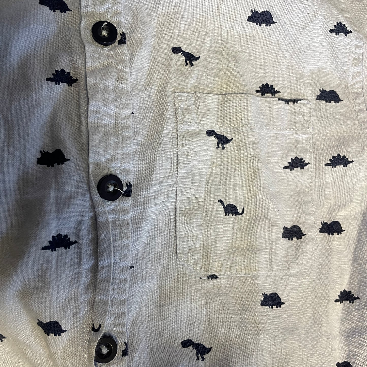 Tu shirt 5-6 years light blue short sleeve dinosaur printed button up cotton