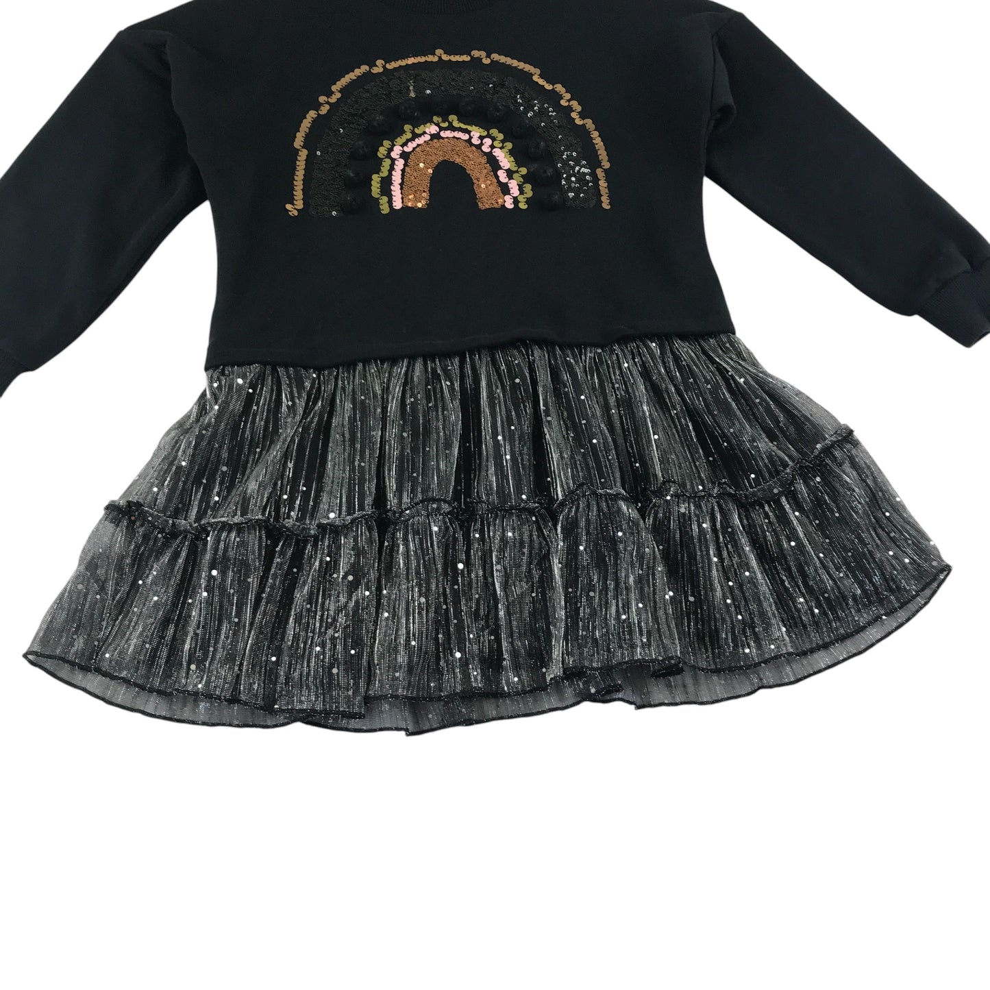 F&F dress 7-8 years black sweater with sequin detailing and tulle skirt