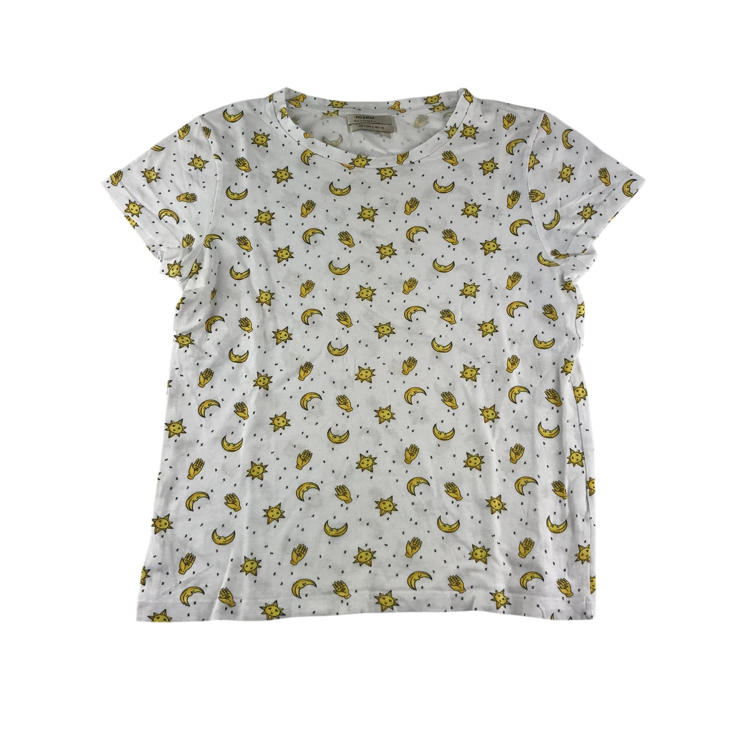 Pull & Bear t-shirt women size S white celestial short sleeve