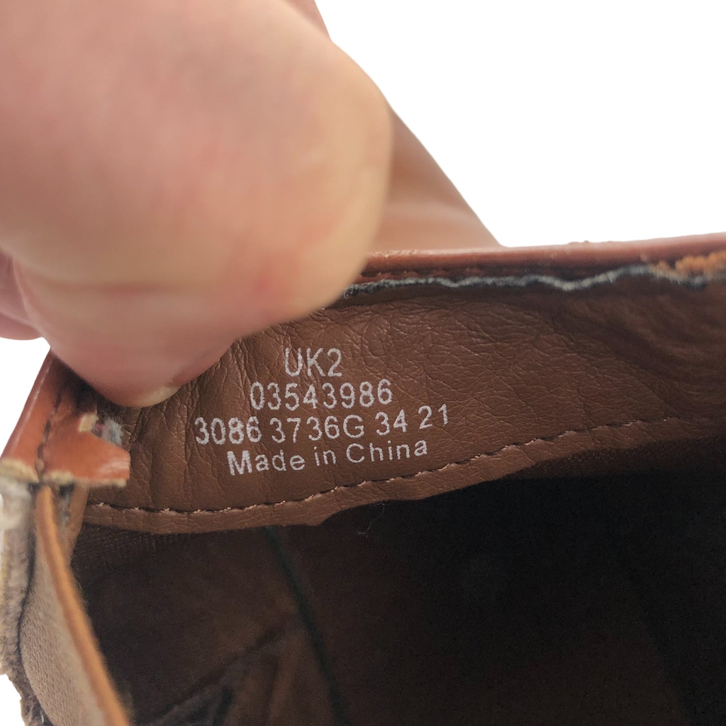 Matalan size UK 2 brown slip on lighting boots