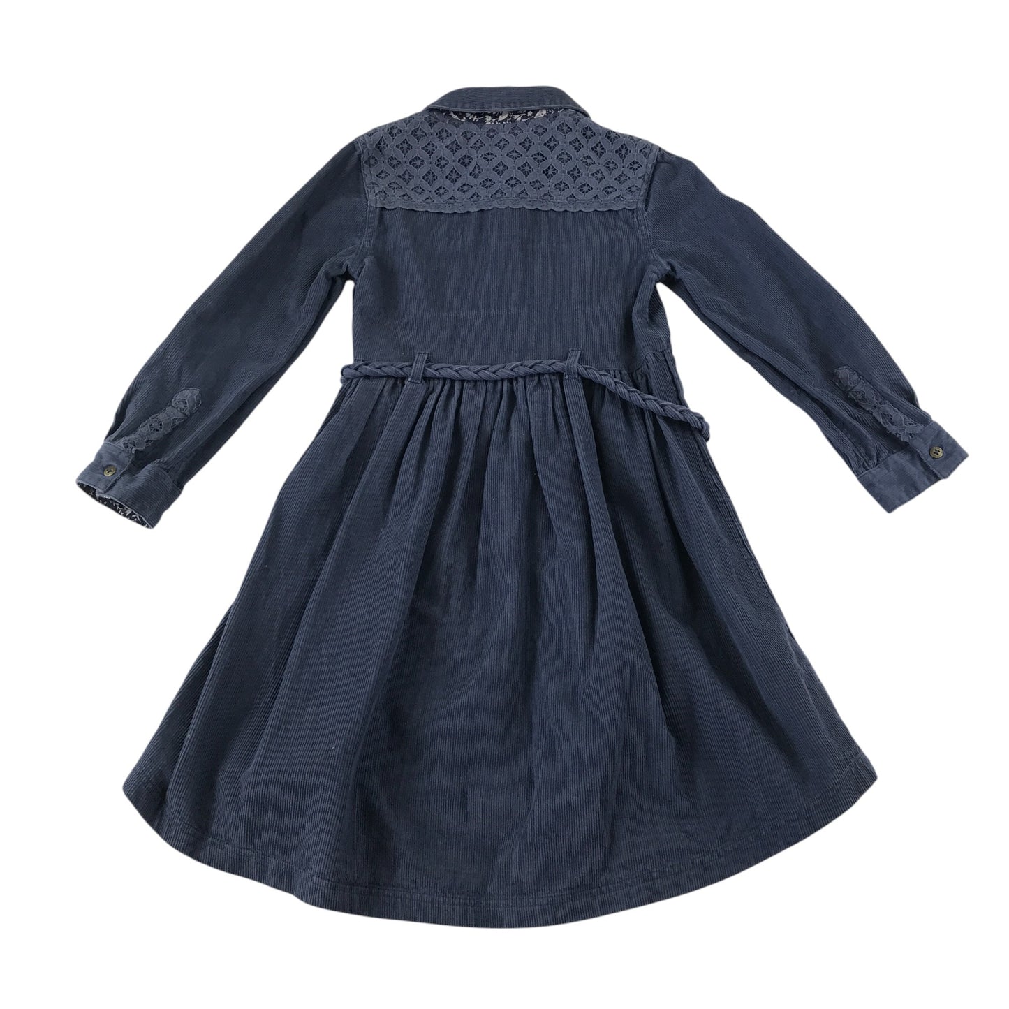 Mantaray dress 8 years blue corduroy shirt style with belt A-line cotton