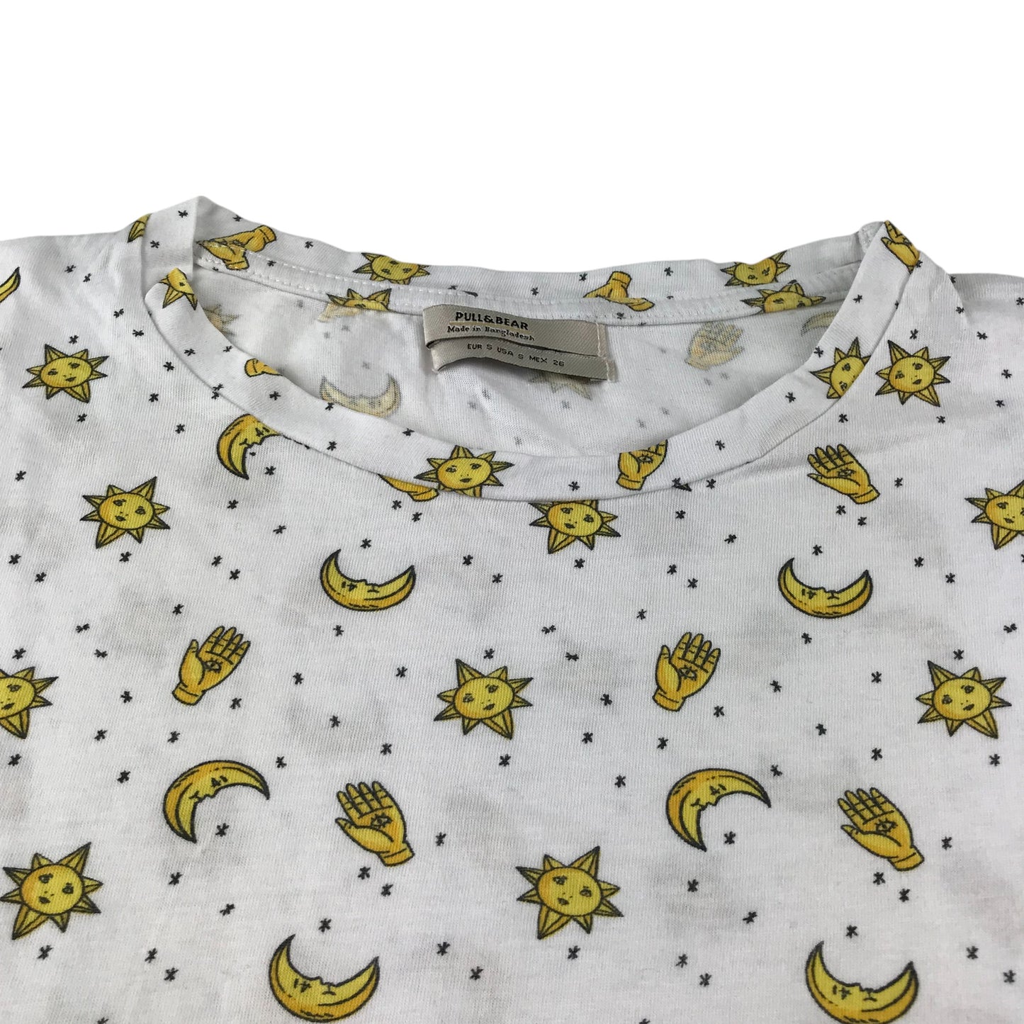 Pull & Bear t-shirt women size S white celestial short sleeve