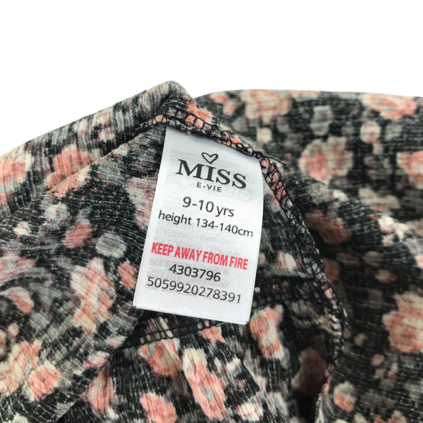 Miss E-vie dress 9-10 years black floral print A-line long sleeve