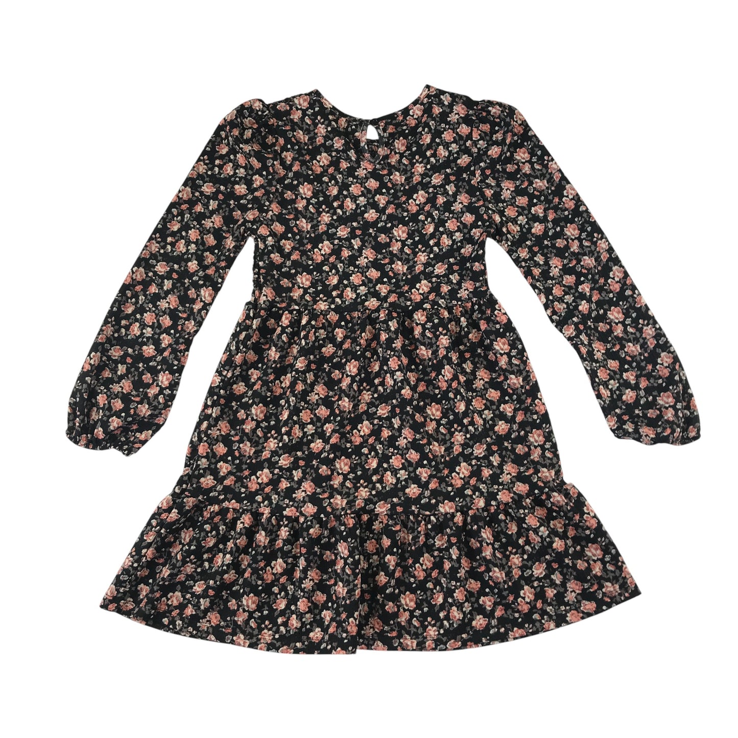Miss E-vie dress 9-10 years black floral print A-line long sleeve